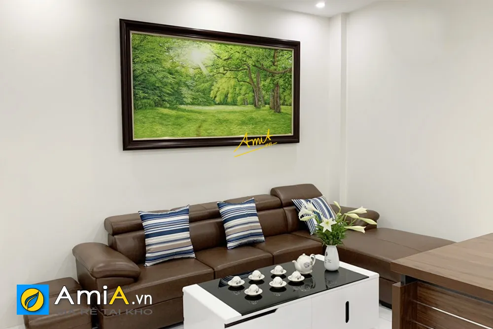 Bức tranh phòng khách đẹp ý nghĩa chủ đề rừng cây mã TSD 591