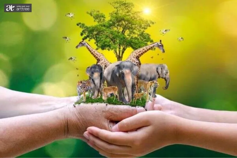 Bức tranh thể hiện tình yêu thiên nhiên và trách nhiệm của thế hệ trẻ