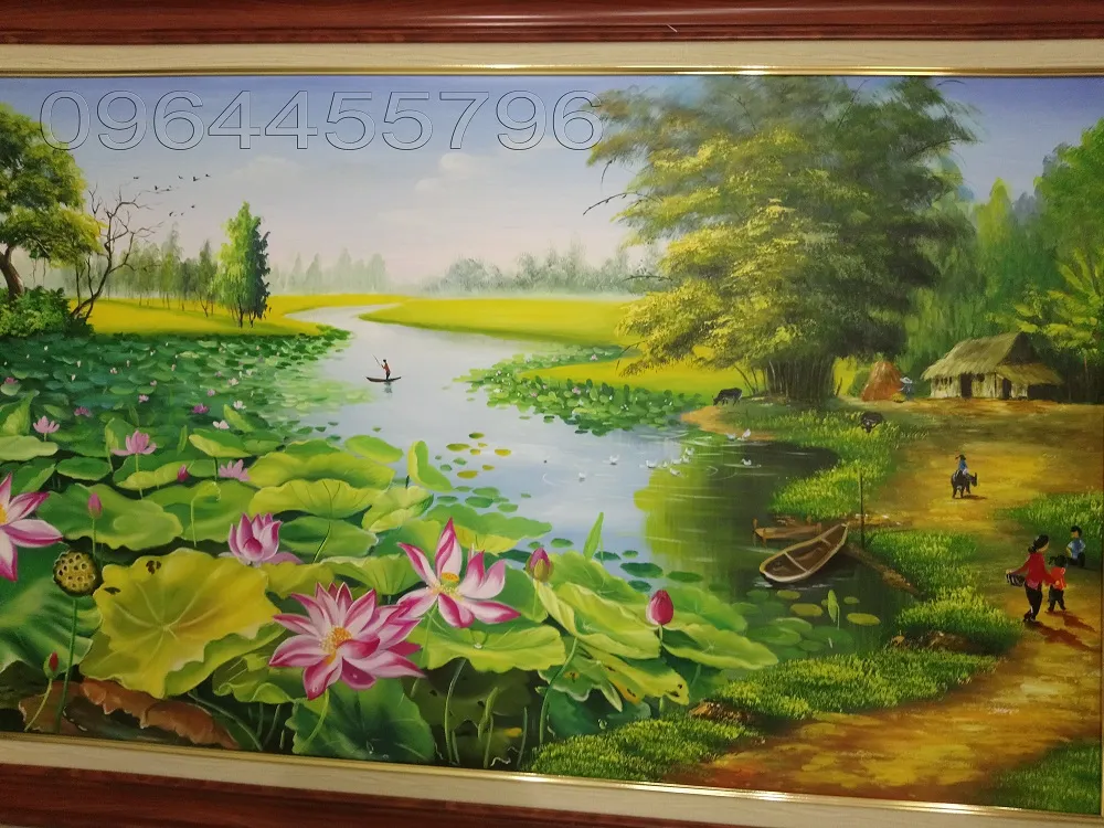 Bức tranh thể hiện vẻ đẹp thanh cao của hoa sen