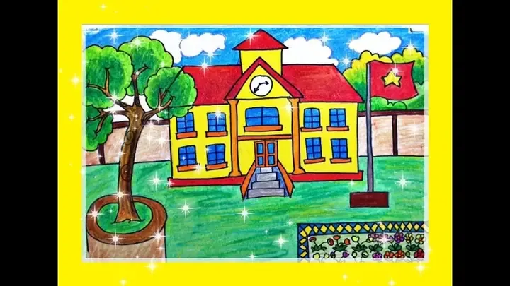 Bức tranh trường học trong trí tưởng tượng của bé