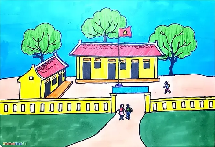 Bức tranh trường học tương lai đầy màu sắc