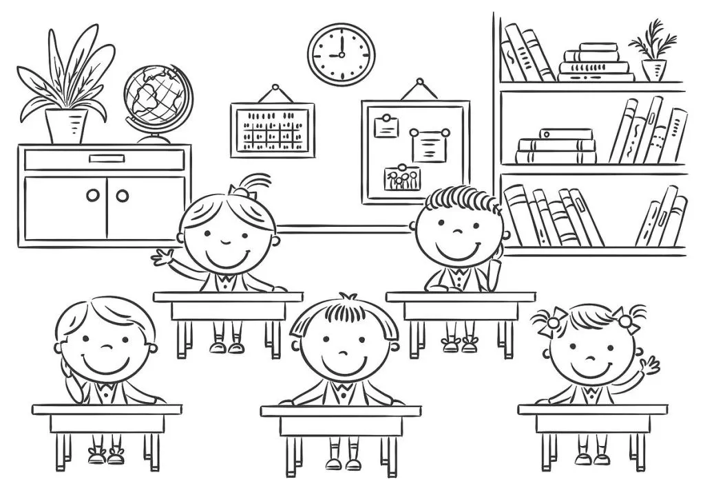 Bức tranh vẽ phong cảnh trường học và bé đi khai giảng đẹp nhất