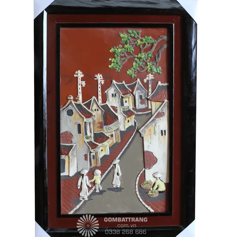 Bức tranh vẽ thiếu nữ áo dài bằng gốm mosaic được chế tác tinh xảo từng chi tiết