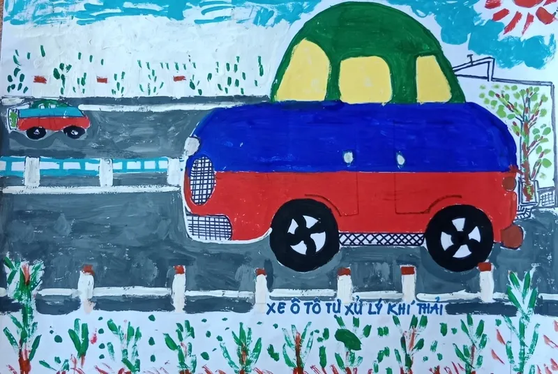 Bức tranh vẽ trẻ thơ lớp 5 đẹp nhất với sự kết hợp màu sắc vô cùng ấn tượng