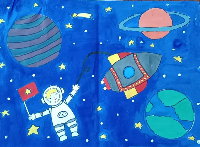 Bức tranh vẽ ý tưởng trẻ thơ lớp 5 đơn giản nhưng truyền tải thông điệp mạnh mẽ