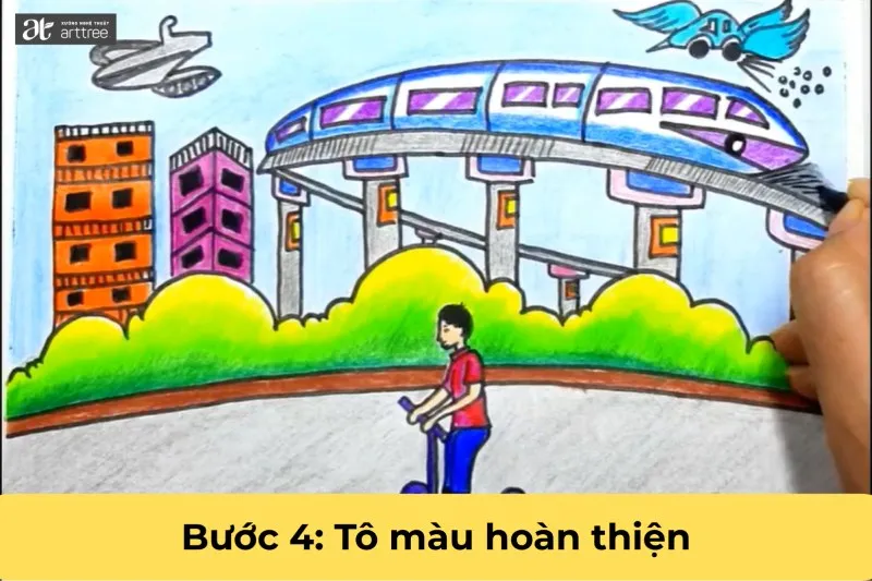 Bước 4: Tô màu và hoàn thiện bức tranh theo ý thích