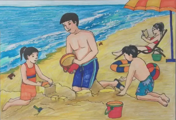 Cả nhà cùng nhau đi dạo trong công viên vào một buổi chiều mát mẻ