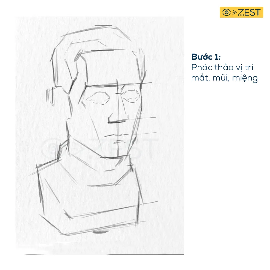 Phác thảo phân chia vị trí mắt mũi miệng