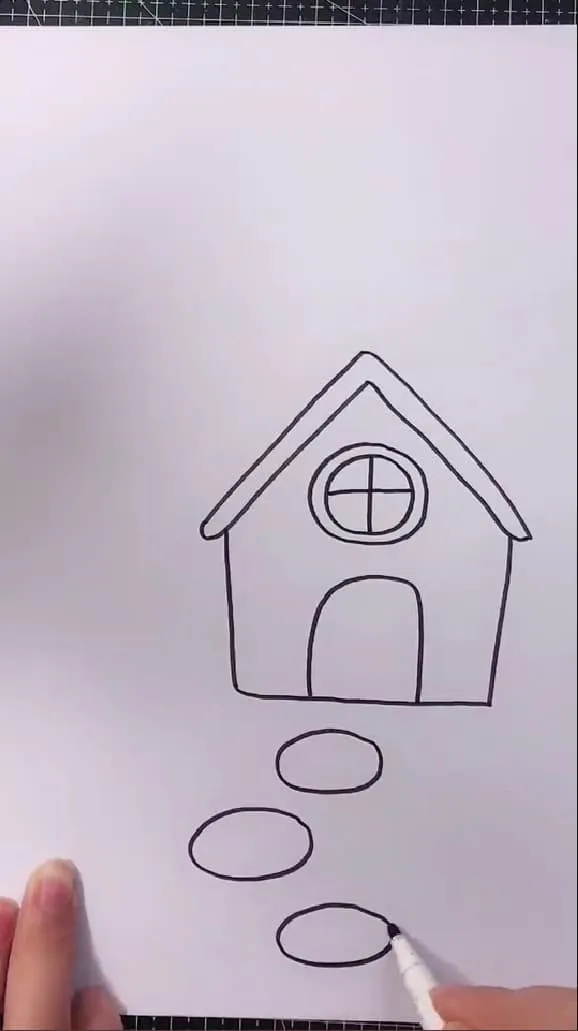 Các bước hoàn thiện chi tiết cho bức tranh phong cảnh ngôi nhà trên đồi