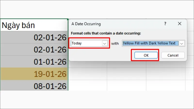 Chọn khoảng thời gian cần tô màu