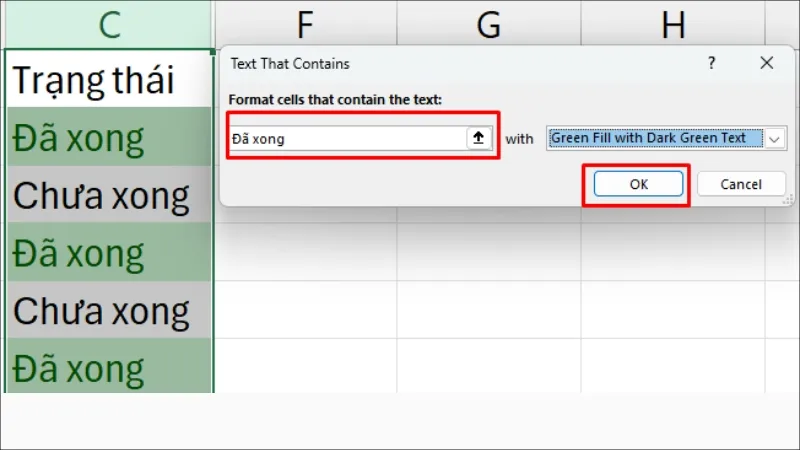Nhập từ khóa và chọn màu tô