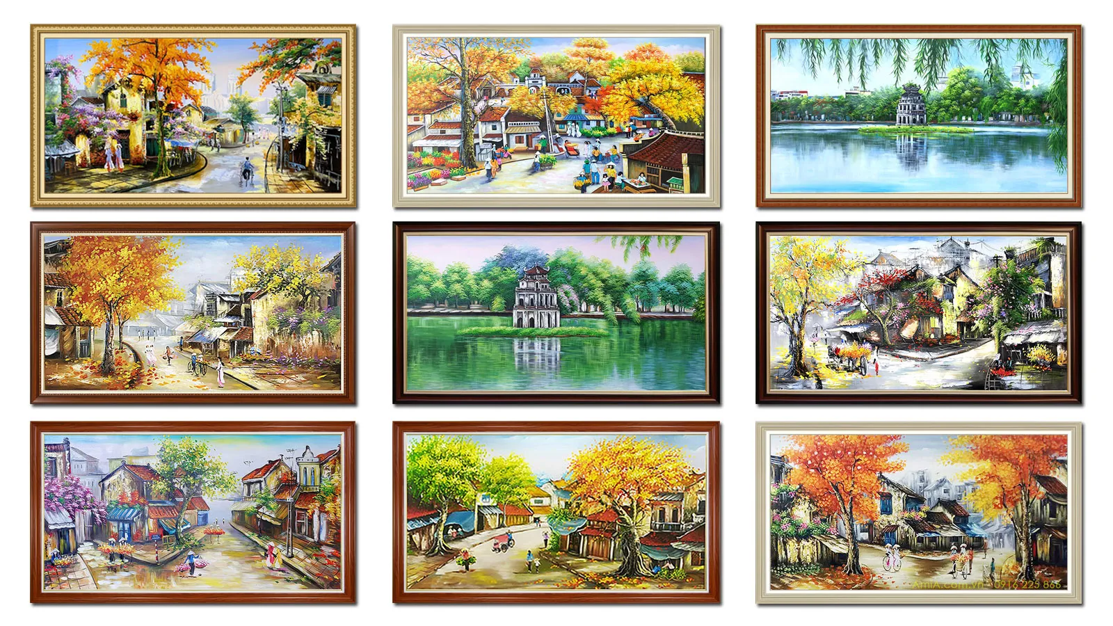 Các mẫu tranh phố cổ Hà Nội vẽ sơn dầu đẹp