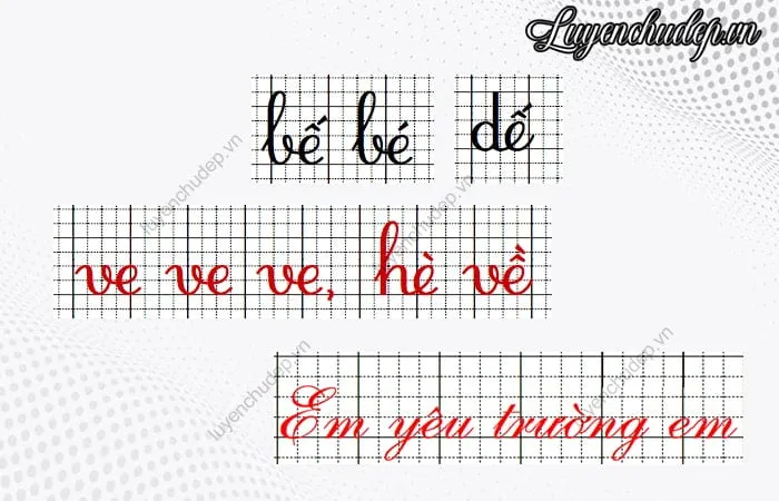 Cách nối chữ e thường, E hoa, E hoa sáng tạo