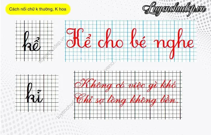 Cách liên kết chữ k với các con chữ khác để tạo sự liền mạch