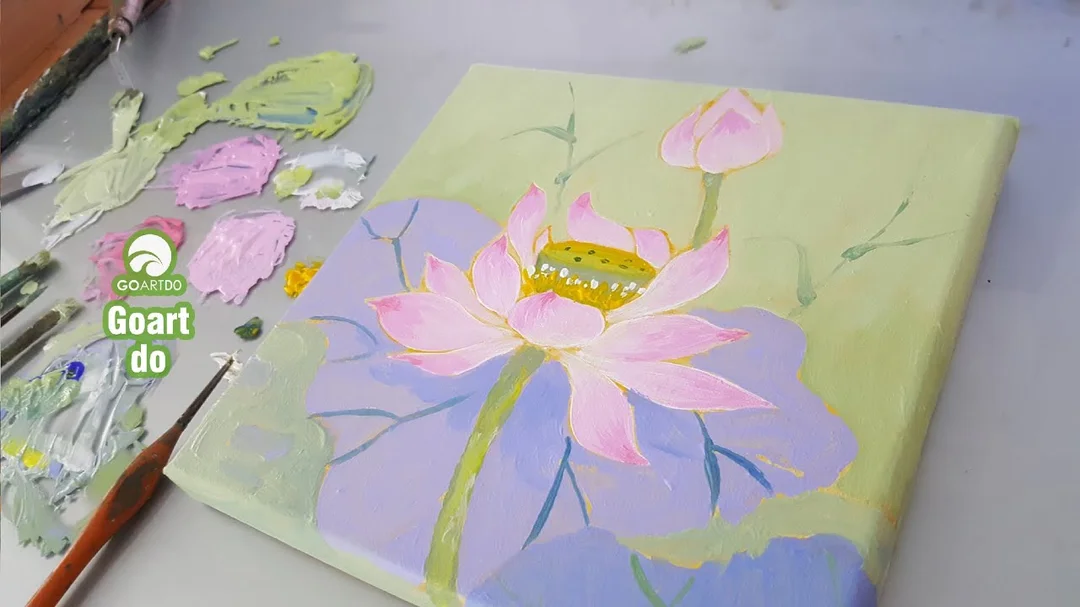 Cách pha gam màu hồng vẽ hoa sen