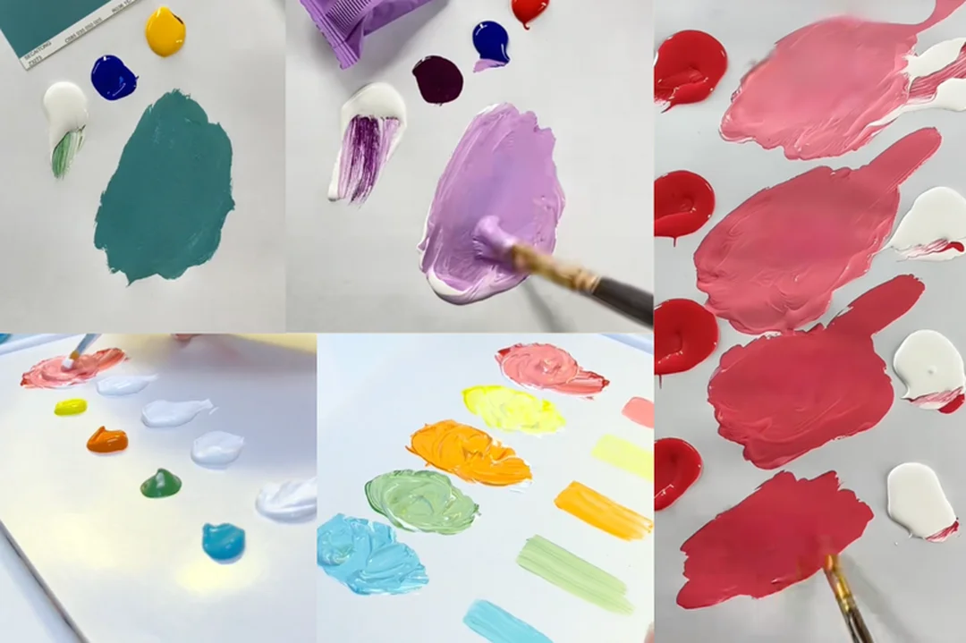 cách pha màu pastel bằng bảng màu minh họa