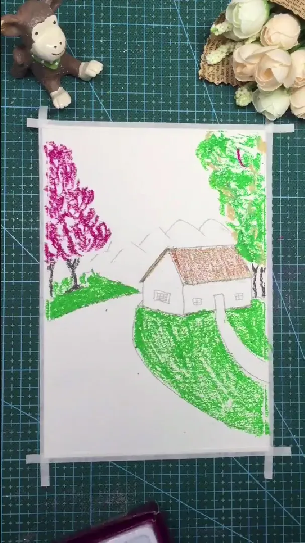 Cách phối màu cho ngôi nhà và hàng cây mùa thu bên dòng sông