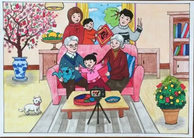 Cách phối màu độc đáo giúp bức tranh gia đình trở nên nổi bật và ấn tượng