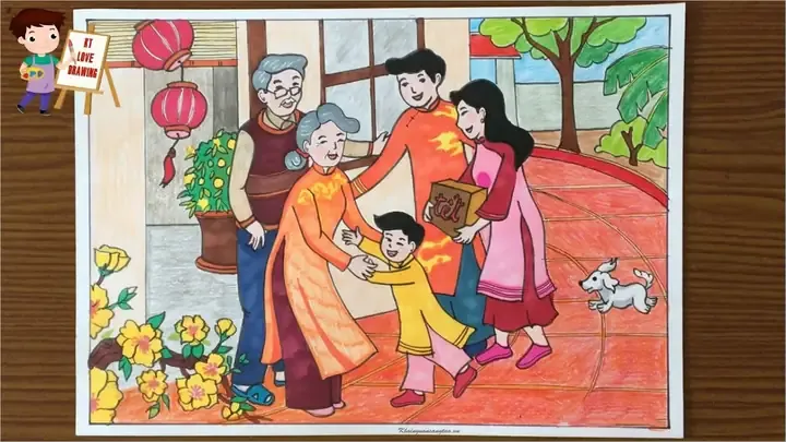 Cách phối màu hài hòa cho các tác phẩm tranh vẽ sinh hoạt gia đình