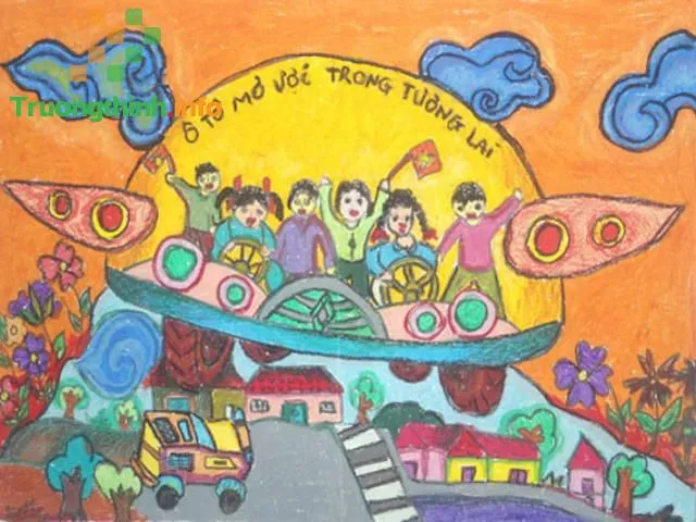 Cách phối màu trong tranh vẽ ô tô mơ ước đơn giản đẹp cho bé