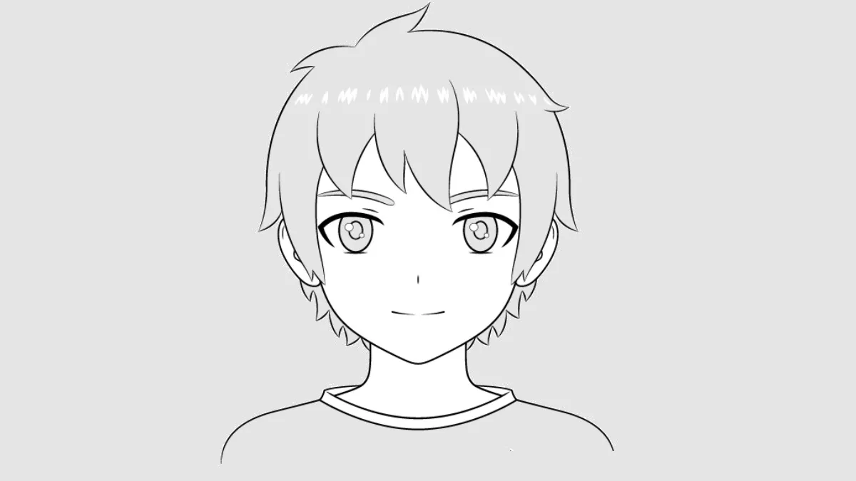 Bản vẽ nhân vật anime nam hoàn chỉnh sau khi đi nét và đổ bóng