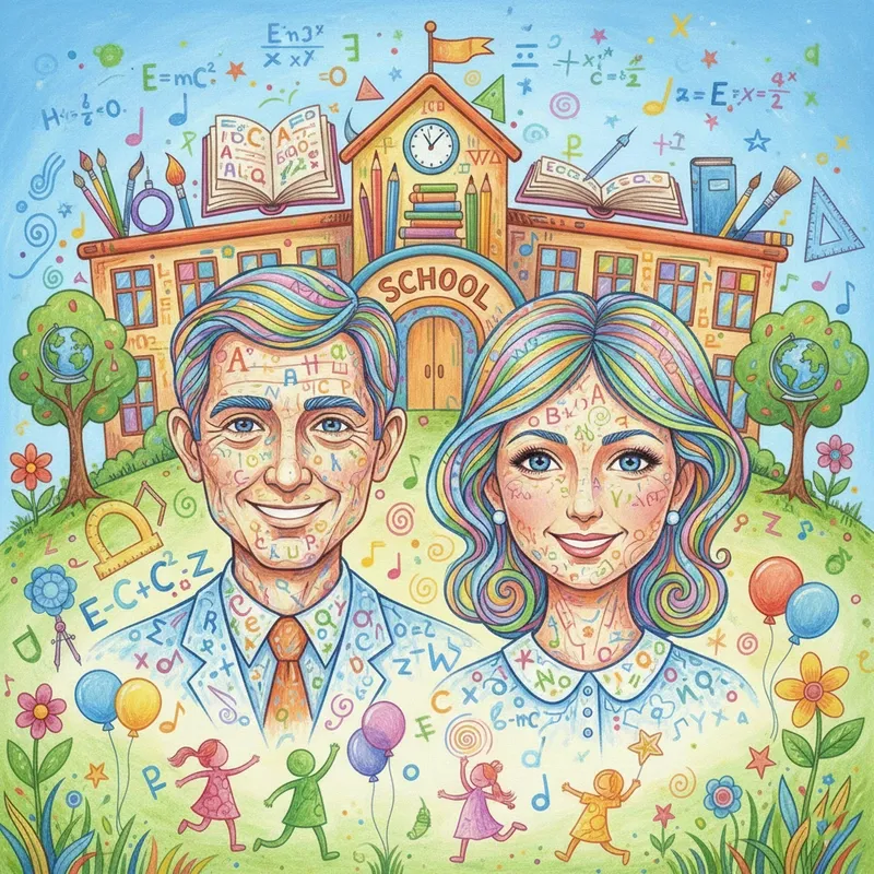 Cách vẽ tranh thầy cô và mái trường tinh tế với những đường nét thanh mảnh