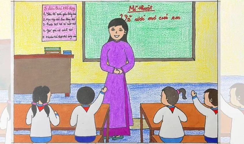 Ước mơ làm cô giáo được phác họa rõ nét, đơn giản