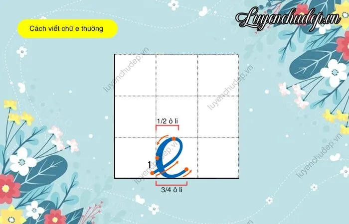 Cách viết chữ e thường chuẩn 1 ô li