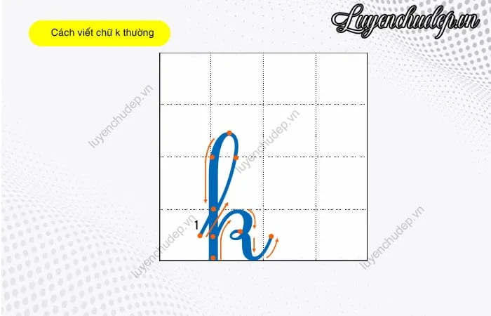 Cách viết chữ k thường chuẩn xác từng nét thắt