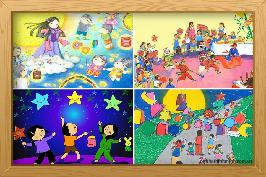 Cảnh rước đèn Trung thu dưới ánh trăng rằm của các bạn nhỏ