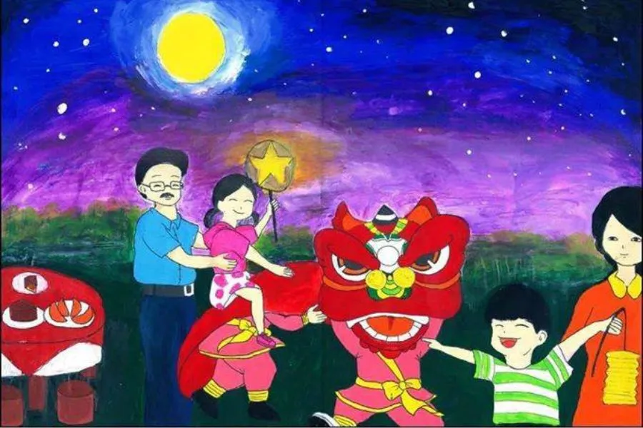 Cảnh tượng các bạn nhỏ rước đèn lung linh dưới ánh trăng