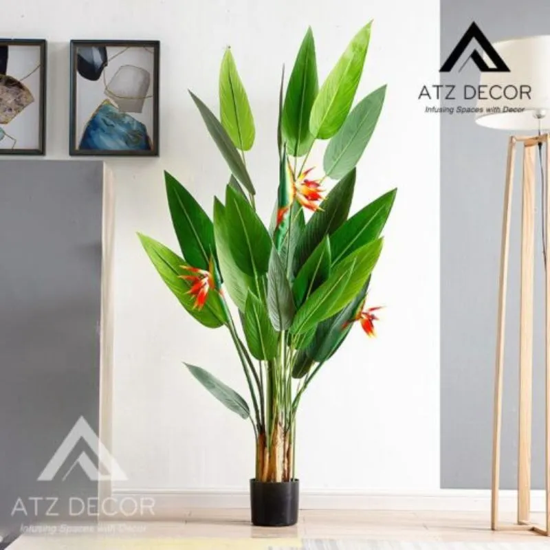 Cây hoa Thiên Điểu giả trang trí quán cafe sang trọng