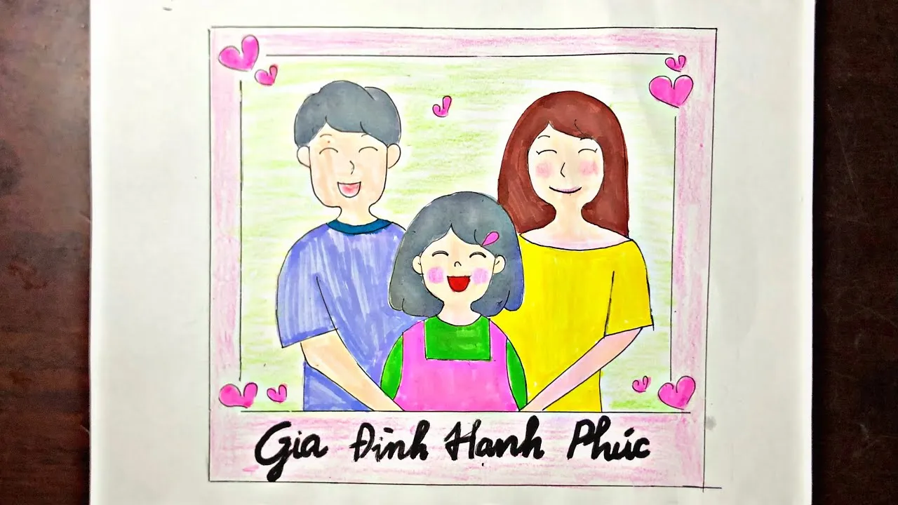 Tranh mẫu 2: Vẽ tranh chân dung gia đình