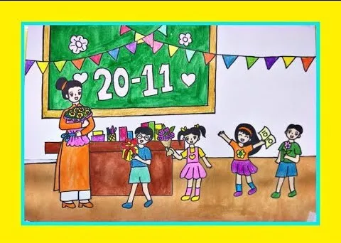 Chân dung người thầy giáo trong tranh vẽ ngày nhà giáo Việt Nam 20 11