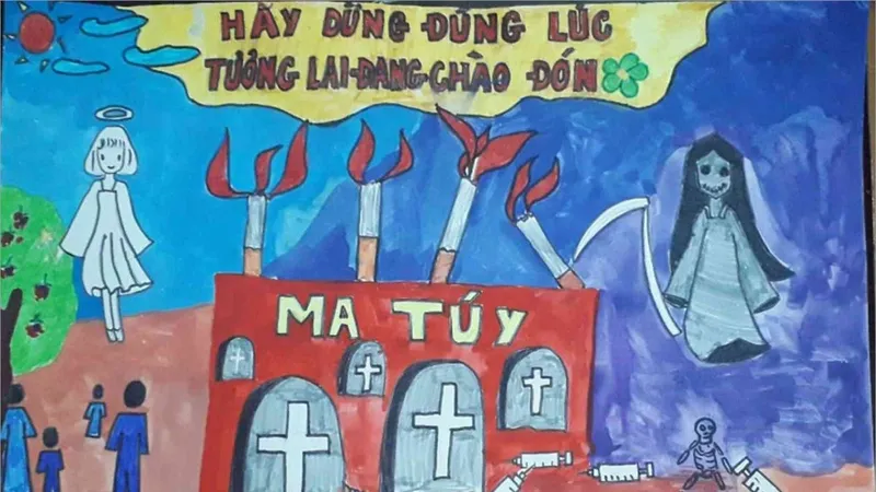 Chi tiết hình vẽ tranh tệ nạn xã hội ma túy đẹp và ý nghĩa