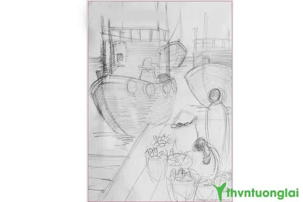 Chia bố cục phác thảo nét chính