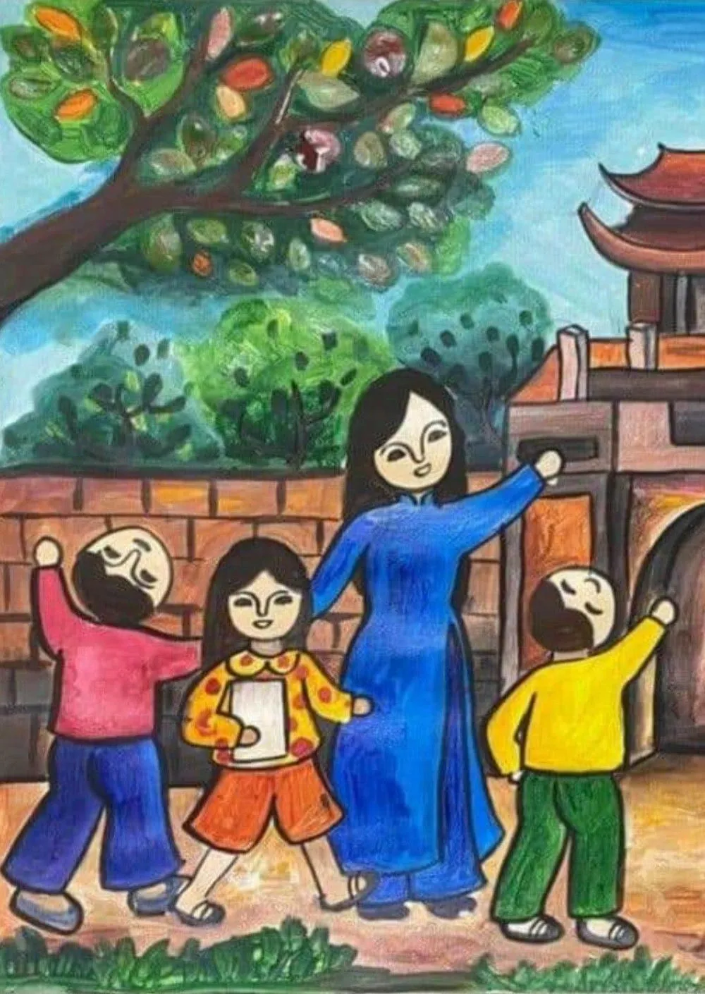 Chia sẻ ảnh vẽ tranh giáo viên chân thực từ đời sống học đường