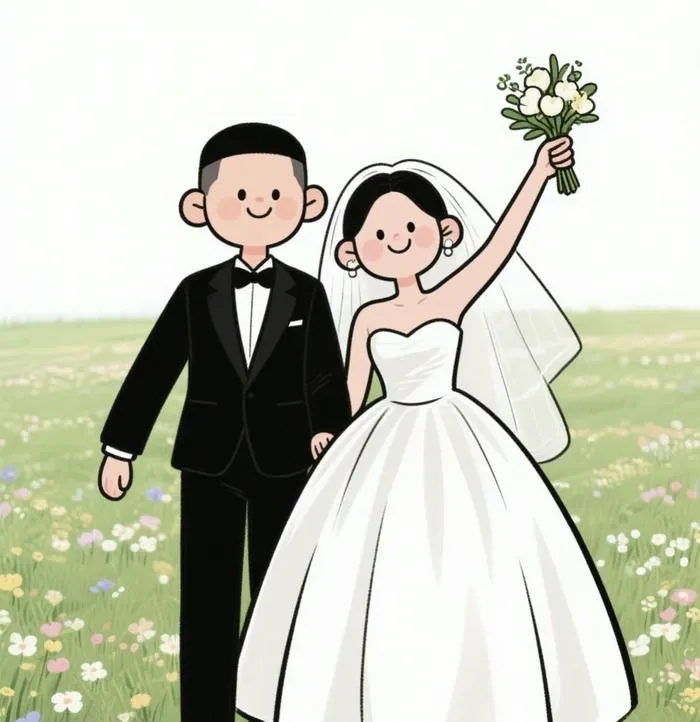 chibi cô dâu chú rể lãng mạn