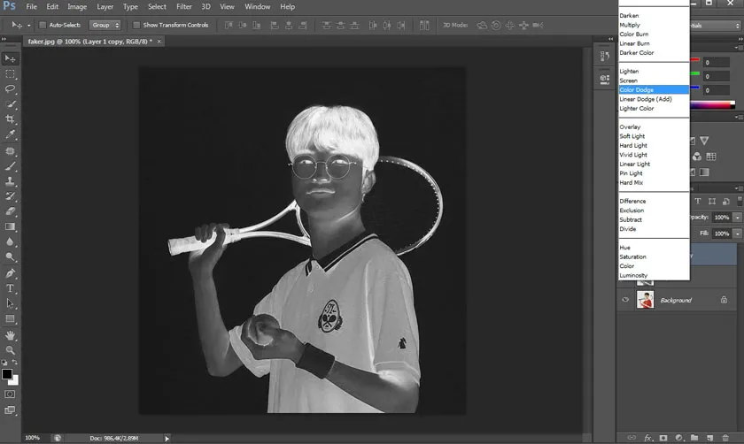 Chọn Color Dodge để chuẩn bị cho việc làm hiện nét vẽ