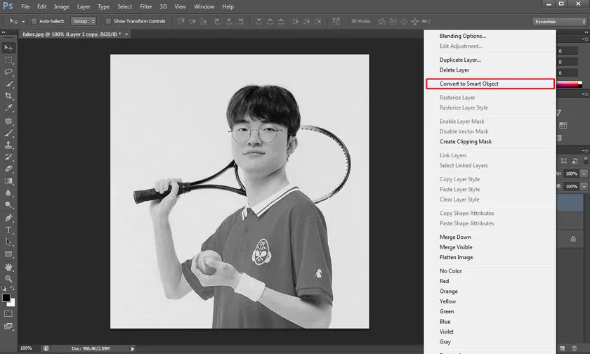Chọn Convert to Smart Object để chỉnh sửa linh hoạt hơn
