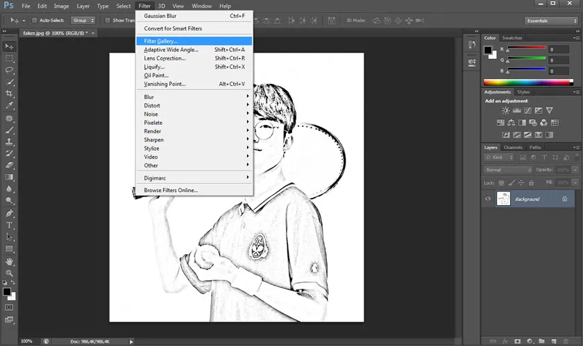 Chọn Filter Gallery để khám phá các hiệu ứng nghệ thuật khác