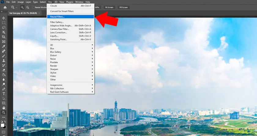 Chọn Neural Filters để tận dụng sức mạnh của trí tuệ nhân tạo