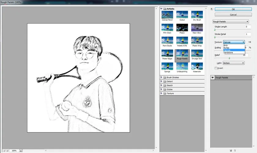 Chọn Rough Pastels để tạo bề mặt chất liệu giấy vẽ chân thực