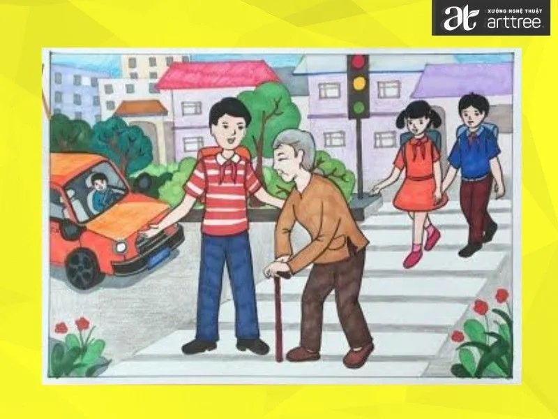 Tranh vẽ an toàn giao thông của học sinh