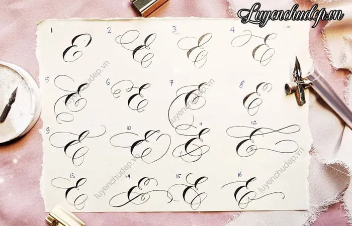 Cách viết chữ E hoa sáng tạo cách điệu
