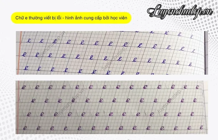Các chữ e viết bị lỗi kĩ thuật