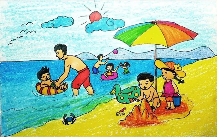 Cùng gia đình đi du lịch biển, tạo hình trên cát, nô đùa dưới biển