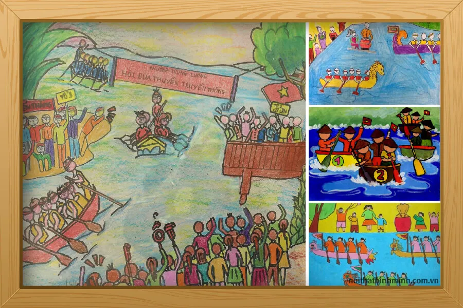 Cuộc thi đua thuyền rồng sôi nổi trên sông trong ngày hội quê hương