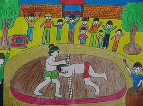 Đề tài lễ hội đấu vật đầu xuân