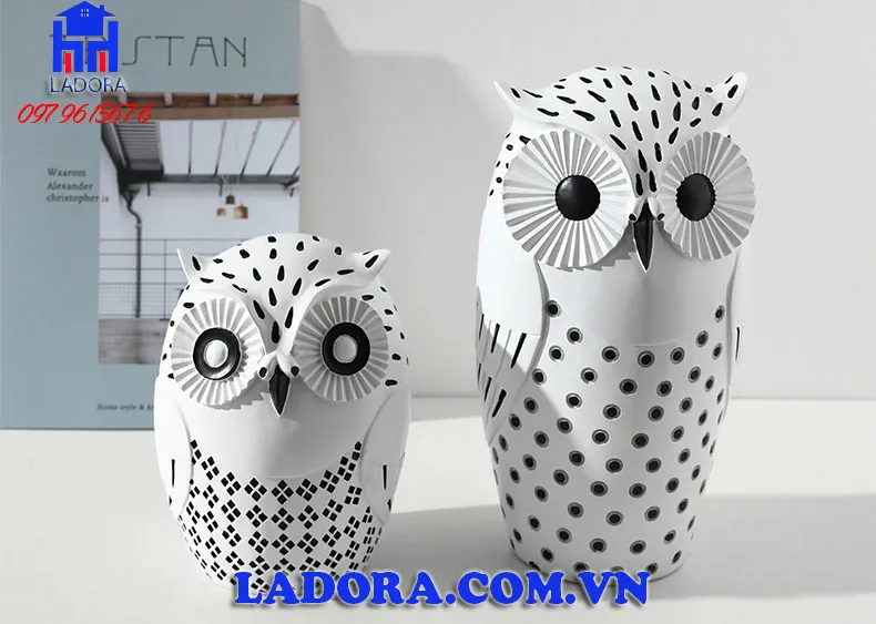 Đôi chim cú mèo độc đáo trang trí kệ tivi